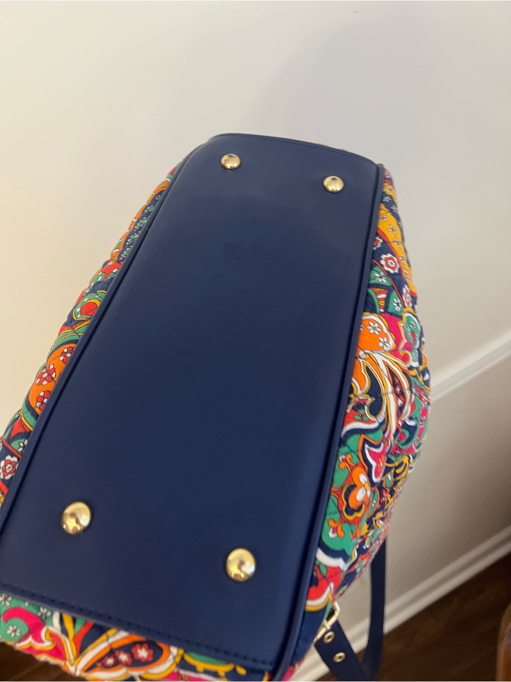 Colorful Paisley Tote Bag with Navy Trim New w out Tag - Picture 10 of 10